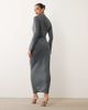 ASOS DESIGN ASOS DESIGN asymmetric drape slash neck maxi dress in slate gray - 4