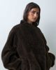 ASOS DESIGN ASOS DESIGN asymmetric funnel neck short borg jacket in chocolate-Brown - 2