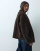ASOS DESIGN ASOS DESIGN asymmetric funnel neck short borg jacket in chocolate-Brown - 4