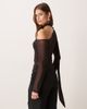 ASOS DESIGN ASOS DESIGN asymmetric mesh top with scarf detail in brown - 2