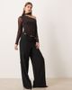 ASOS DESIGN ASOS DESIGN asymmetric mesh top with scarf detail in brown - 4