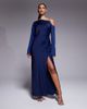 ASOS DESIGN ASOS DESIGN asymmetric neckline tie back midi dress in blue-Navy - 1