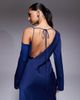ASOS DESIGN ASOS DESIGN asymmetric neckline tie back midi dress in blue-Navy - 4