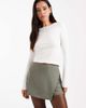 ASOS DESIGN ASOS DESIGN asymmetric skort in khaki-green stripes-Multi - 1