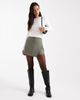ASOS DESIGN ASOS DESIGN asymmetric skort in khaki-green stripes-Multi - 2