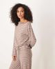 ASOS DESIGN ASOS DESIGN asymmetric slouchy off-shoulder stripe top in brown - part of a set - 1