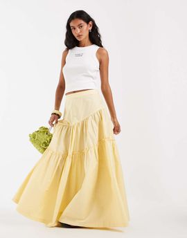 ASOS DESIGN ASOS DESIGN asymmetric tiered boho maxi skirt in buttermilk-Black