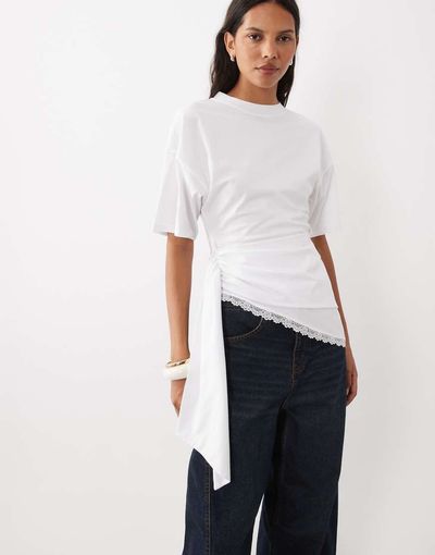 ASOS DESIGN ASOS DESIGN asymmetric top with waist wrap in white