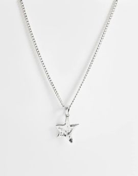 ASOS DESIGN ASOS DESIGN asymmetrical molten star pendant necklace in silver