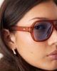 ASOS DESIGN ASOS DESIGN aviator light tint sunglasses in tort with blue lenses-Brown - 2