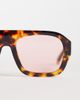 ASOS DESIGN ASOS DESIGN aviator light tint sunglasses in tort with pink lens-Brown - 2