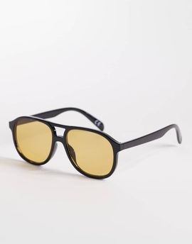 ASOS DESIGN ASOS DESIGN aviator light tint sunglasses with brown lens-Yellow