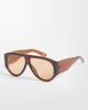ASOS DESIGN ASOS DESIGN aviator light tint sunglasses with wide temple in tonal brown - 1
