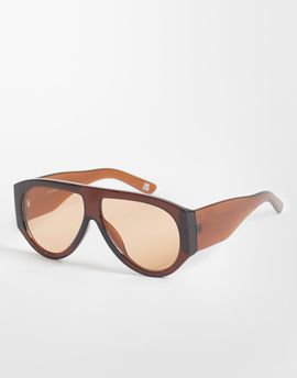 ASOS DESIGN ASOS DESIGN aviator light tint sunglasses with wide temple in tonal brown