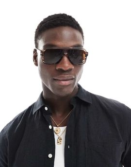 ASOS DESIGN ASOS DESIGN aviator sunglasses in brown horn with brown lenses