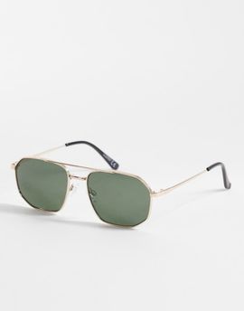 ASOS DESIGN ASOS DESIGN aviator sunglasses in gold-tone metal with G15 lenses