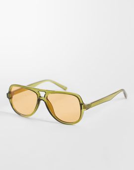 ASOS DESIGN ASOS DESIGN aviator sunglasses with crystal green frames and amber lenses