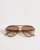 ASOS DESIGN ASOS DESIGN aviator sunglasses with crystal neutral frames and brown lenses - 3