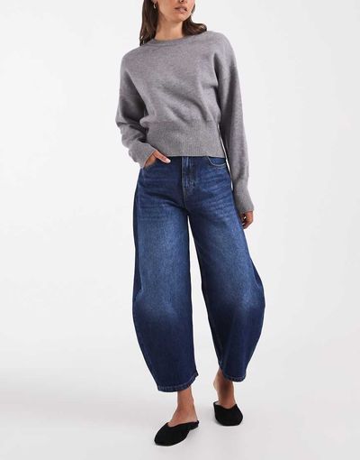 ASOS DESIGN ASOS DESIGN Awkward crop jean in mid wash-Blue