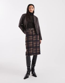 ASOS DESIGN ASOS DESIGN awkward length skirt in printed plaid-Multi