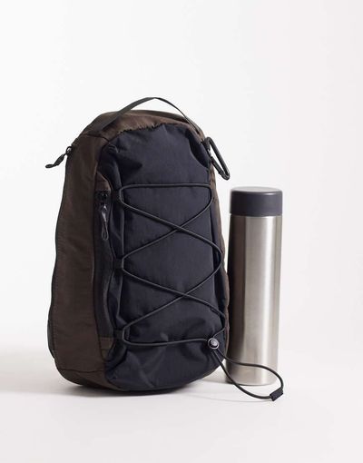 ASOS DESIGN ASOS DESIGN backpack with drawstring detail in black