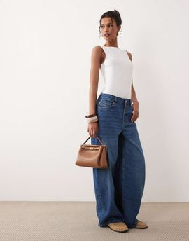 ASOS DESIGN ASOS DESIGN baggy barrel jeans in dark mid wash-Blue