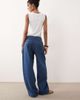 ASOS DESIGN ASOS DESIGN baggy barrel jeans in dark mid wash-Blue - 4