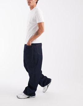 ASOS DESIGN ASOS DESIGN baggy jeans in raw indigo with contrast red stitch-Blue