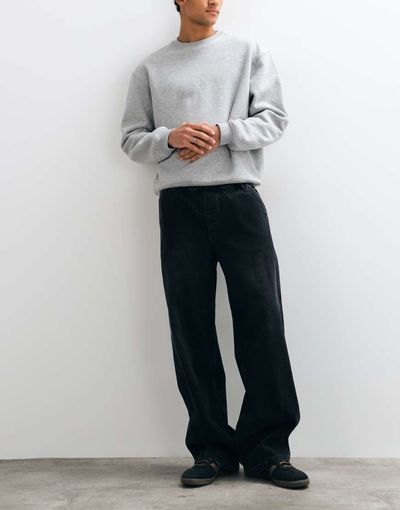 ASOS DESIGN ASOS DESIGN baggy jeans in washed black with elasticated waist