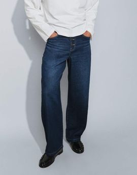 ASOS DESIGN ASOS DESIGN baggy jeans with exposed buttons in raw indigo-Blue