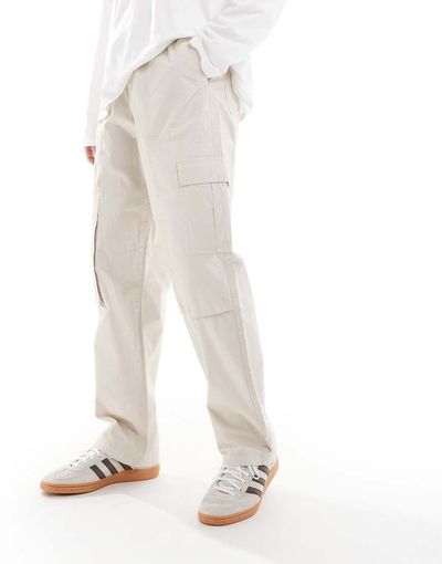 ASOS DESIGN ASOS DESIGN baggy pull on cargo pants in stone-Neutral
