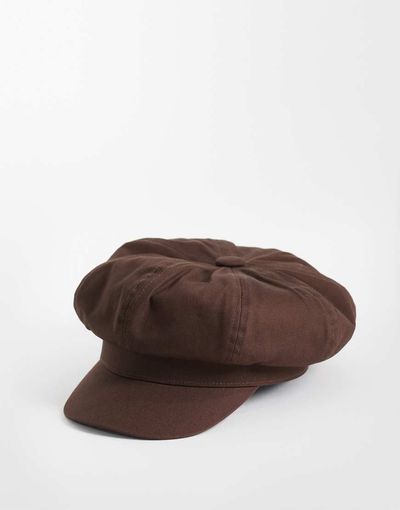 ASOS DESIGN ASOS DESIGN baker boy hat in chocolate-Brown