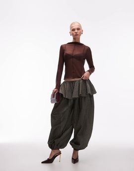 ASOS DESIGN ASOS DESIGN balloon pants with skirt overlay detail in gingham-Black