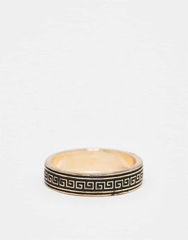 ASOS DESIGN ASOS DESIGN band ring with burnished greek wave design in gold