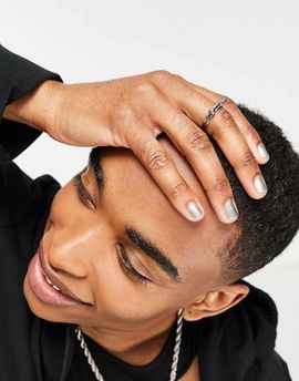 ASOS DESIGN ASOS DESIGN band ring with piercing bar design in silver