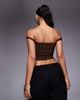 ASOS DESIGN ASOS DESIGN bandage off shoulder top with asymmetric hem in chocolate-Brown - 3