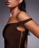 ASOS DESIGN ASOS DESIGN bandage off shoulder top with asymmetric hem in chocolate-Brown - 4