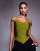 ASOS DESIGN ASOS DESIGN bandage off shoulder top with asymmetric hem in green - 1