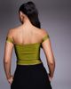 ASOS DESIGN ASOS DESIGN bandage off shoulder top with asymmetric hem in green - 4