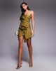 ASOS DESIGN ASOS DESIGN bandeau mini dress with side pleat details in green - 3