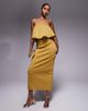 ASOS DESIGN ASOS DESIGN bandeau peplum midi dress in bronze in scuba-style fabric-Brown - 4