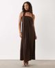 ASOS DESIGN ASOS DESIGN bandeau pleated trapeze midi dress with scarf detail in brown - 1