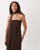 ASOS DESIGN ASOS DESIGN bandeau pleated trapeze midi dress with scarf detail in brown - 2