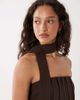 ASOS DESIGN ASOS DESIGN bandeau pleated trapeze midi dress with scarf detail in brown - 3