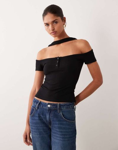 ASOS DESIGN ASOS DESIGN bandeau top with scarf detail in black
