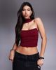 ASOS DESIGN ASOS DESIGN bandeau top with scarf neck detail in burgundy-Red - 1