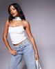 ASOS DESIGN ASOS DESIGN bandeau top with scarf neck detail in ivory-White - 1