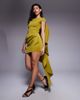 ASOS DESIGN ASOS DESIGN bardot mini dress with train detailing in olive-Red - 1