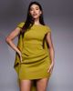 ASOS DESIGN ASOS DESIGN bardot mini dress with train detailing in olive-Red - 2