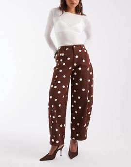 ASOS DESIGN ASOS DESIGN barrel jean in polka dot-Brown
